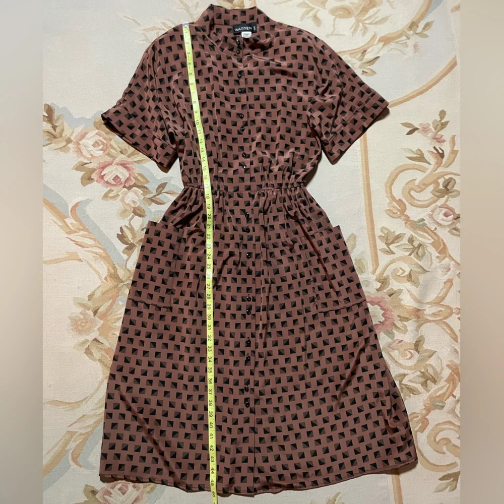 Fun, brown and black patterned vintage dress by Warren Z size 6 - Picture 7 of 9